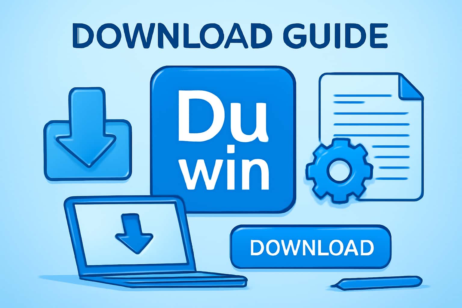 Informational scene depicting a download guide for the Du win app.