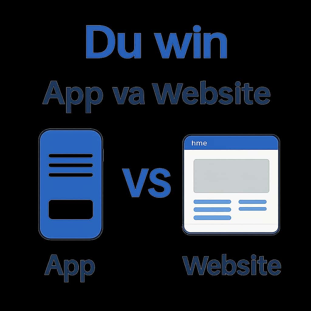 Diagram illustrating the differences between Du win app and website.