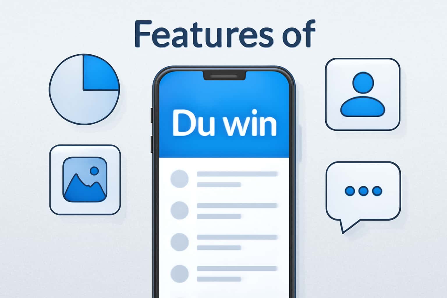 An informative graphic showcasing the features of the Du win app.