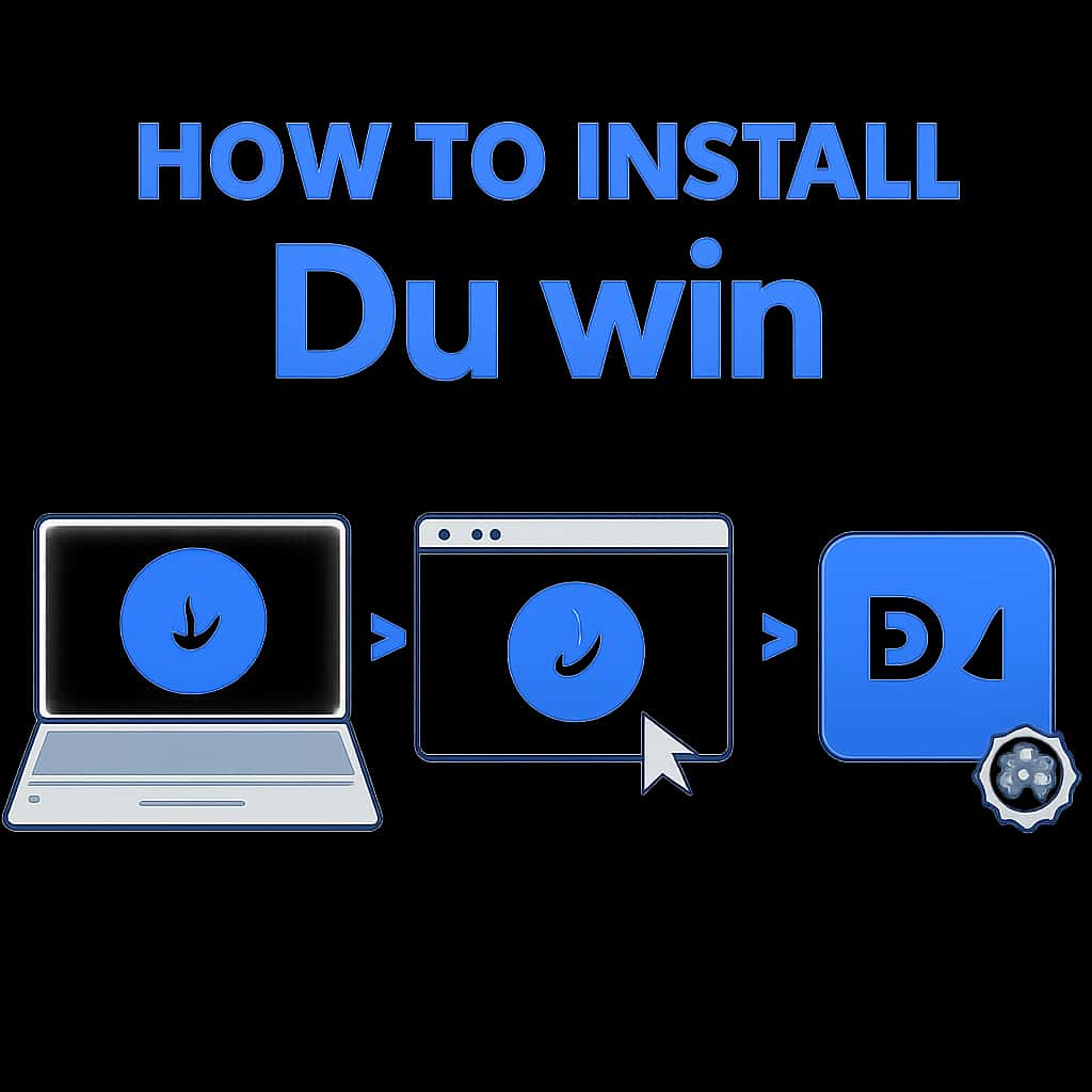 Illustration detailing the installation steps for Du win.