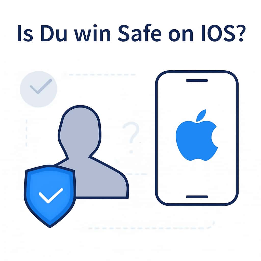 Illustration explaining the safety and requirements for the Du win app on iOS.