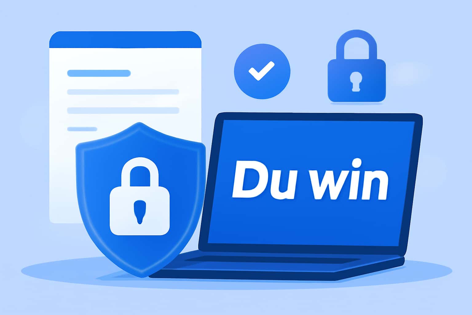An informative image depicting the phrase 'Secure Your Du win Account' in a tech-themed style.