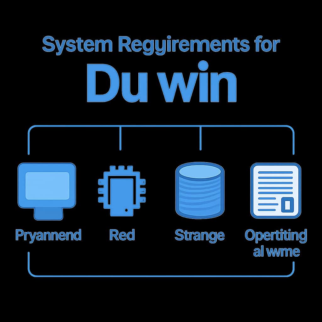 An educational diagram outlining the system requirements for the Du win app.