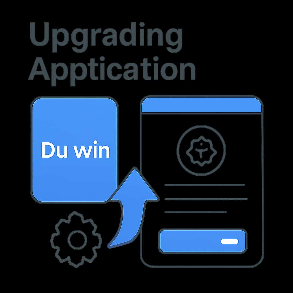 A diagram illustrating the steps involved in upgrading the Du win application.